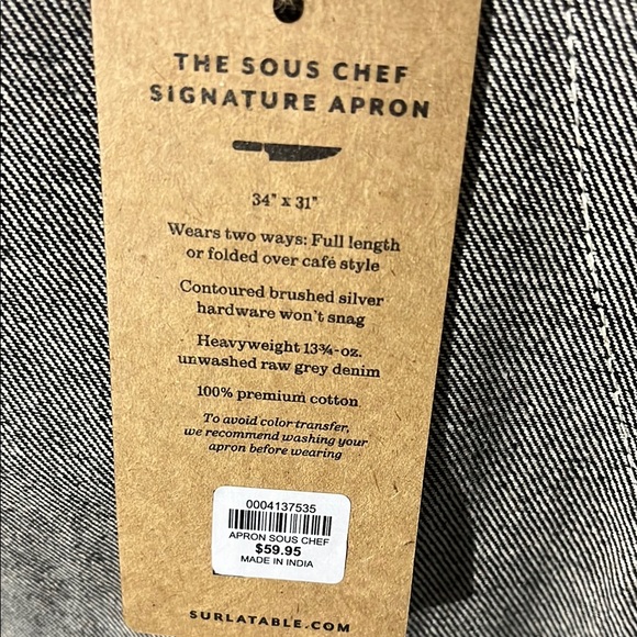 APRON Sur La Table Patissier NEW Gray Apron with adjustable… - Picture 9 of 16